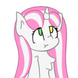 Size: 300x300 | Tagged: safe, artist:half note, oc, oc only, oc:half note, oc:note beat, pony, unicorn, animated, chest fluff, female, gif, heterochromia, horn, mare, simple background, solo, transparent background, unicorn oc