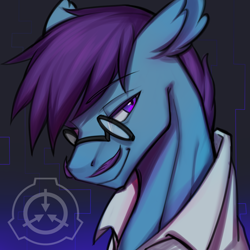Size: 2000x2000 | Tagged: safe, artist:crossazaphael, oc, oc only, oc:dr.picsell dois, pegasus, pony, clothes, facial hair, glasses, high res, lab coat, male, moustache, scp, scp foundation, stallion
