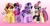 Size: 4096x2170 | Tagged: safe, artist:kittyrosie, moondancer, starlight glimmer, sunset shimmer, twilight sparkle, alicorn, pony, unicorn, equestria girls, g4, bow, bracelet, clothes, counterparts, cute, dancerbetes, donut, drink, ear piercing, earring, female, food, glasses, glimmerbetes, glowing horn, gradient background, hair bow, high res, horn, ice cream, ice cream cone, jewelry, looking at you, magic, mare, one eye closed, piercing, shimmerbetes, simple background, smiling, telekinesis, the uses of unicorn horns, twiabetes, twilight sparkle (alicorn), twilight's counterparts, wink