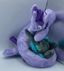Size: 500x554 | Tagged: safe, artist:glacideas, queen chrysalis, starlight glimmer, pony, unicorn, g4, coils, female, foe yay, glimmerlis, irl, lesbian, long glimmer, long pony, photo, plushie, shipping
