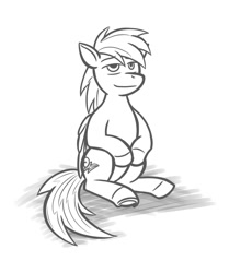 Size: 720x818 | Tagged: safe, artist:texasuberalles, part of a set, rainbow dash, pegasus, pony, g4, female, grayscale, mare, monochrome, simple background, solo, underhoof, white background