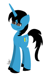 Size: 720x1280 | Tagged: safe, oc, oc only, oc:richart spark, pony, unicorn, black hair, male, simple background, solo