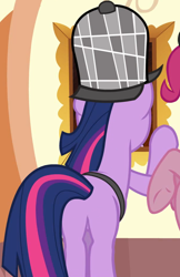 Size: 956x1473 | Tagged: safe, screencap, twilight sparkle, pony, unicorn, g4, mmmystery on the friendship express, butt, cropped, deerstalker, detective, featureless crotch, female, hat, mare, plot, sherlock holmes, sherlock sparkle, solo, standing on two hooves, twibutt, unicorn twilight