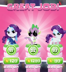 Size: 629x692 | Tagged: safe, screencap, rarity, spike, dragon, pony, unicorn, g4, clothes, female, male, pocket ponies, sunglasses