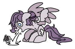 Size: 1365x899 | Tagged: safe, artist:skookz, oc, oc only, oc:vylet, pegasus, pony, coughing, female, hairball, mare, simple background, sitting, solo, spread wings, transparent background, wings