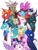 Size: 3140x4096 | Tagged: safe, alternate version, artist:chub-wub, big macintosh, derpy hooves, princess cadance, princess celestia, princess ember, princess flurry heart, princess luna, princess skystar, queen chrysalis, queen novo, rain shine, twilight sparkle, alicorn, changeling, changeling queen, dragon, hippogriff, kirin, pegasus, pony, g4, my little pony: the movie, a better ending for chrysalis, alicorn costume, alicorn pentarchy, alicornified, baby, bigmacicorn, clothes, costume, cute, dragoness, fake horn, fake wings, female, flurrybetes, mare, nightmare night costume, one of these things is not like the others, open mouth, princess big mac, princess derpy, race swap, royal sisters, siblings, simple background, sisters, toilet paper roll, toilet paper roll horn, twilight muffins, twilight sparkle (alicorn), white background, wig