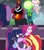 Size: 1920x2160 | Tagged: safe, edit, edited screencap, screencap, cozy glow, lord tirek, pinkie pie, queen chrysalis, sci-twi, sunset shimmer, twilight sparkle, alicorn, centaur, changeling, changeling queen, pony, equestria girls, equestria girls specials, g4, my little pony equestria girls: better together, my little pony equestria girls: forgotten friendship, the ending of the end, alicornified, comparison, cozycorn, female, geode of sugar bombs, geode of telekinesis, glasses, magical geodes, race swap, twilight sparkle (alicorn), ultimate chrysalis