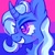 Size: 1000x1000 | Tagged: safe, artist:onionpwder, trixie, pony, unicorn, g4, bisexual, bisexual pride flag, blushing, curved horn, female, grin, horn, lgbt headcanon, mare, pride, pride flag, sexuality headcanon, smiling, solo