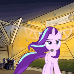 Size: 750x750 | Tagged: safe, starlight glimmer, bronycon, bronycon 2019, g4, animated, bronycon mascots, gif, some mares just want to watch the world burn, this is fine