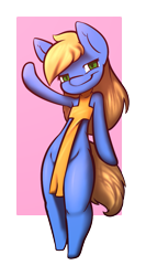 Size: 663x1242 | Tagged: safe, artist:afkregen, oc, oc only, earth pony, semi-anthro, arm hooves, clothes, digital art, female, looking at you, scarf, simple background, solo, tail, thighs, transparent background