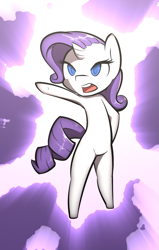Size: 765x1200 | Tagged: safe, artist:afkregen, rarity, unicorn, semi-anthro, g4, arm hooves, digital art, female, horn, open mouth, solo, tail, thighs