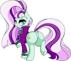 Size: 2292x1968 | Tagged: safe, artist:wownamesarehard, derpibooru exclusive, coloratura, earth pony, pony, g4, my little pony: friendship is magic, the mane attraction, butt, coloratur-ass, countess coloratura, cute, dock, ear fluff, featureless crotch, female, looking back, mare, plot, scene interpretation, simple background, solo, tail, transparent background