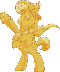 Size: 2000x2374 | Tagged: safe, artist:frownfactory, gladmane, pony, g4, viva las pegasus, gold, high res, idol, male, simple background, solo, stallion, statue, transparent background, vector