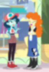 Size: 565x820 | Tagged: safe, screencap, golden hazel, ink jet, dashing through the mall, equestria girls, equestria girls specials, g4, my little pony equestria girls: better together, my little pony equestria girls: holidays unwrapped, blurry, cropped, op i can't see shit