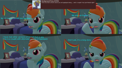 Size: 3840x2160 | Tagged: safe, artist:sexy rd, rainbow dash, pegasus, pony, series:ask sexy rainbow dash, g4, 3d, 4 panel comic, alternate universe, answer, ask, butt, comic, female, high res, large butt, lipstick, looking at you, mare, misspelling, plot, rainbow dash's bedroom, rainbow dash's house, rainbutt dash, revamped ponies, room, source filmmaker