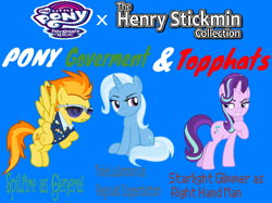 Size: 1098x820 | Tagged: safe, artist:joelleart13, spitfire, starlight glimmer, trixie, g4, crossover, general, henry stickmin, henry stickmin collection, reginald copperbottom, right hand man