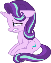 Size: 3289x4066 | Tagged: safe, artist:php178, derpibooru exclusive, starlight glimmer, pony, unicorn, g4, rock solid friendship, .svg available, art challenge, female, floppy ears, gritted teeth, horn, looking up, mane, mare, nervous, sad, simple background, svg, tail, tail curled, transparent background, vector, worried