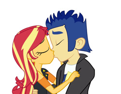 Size: 1280x999 | Tagged: safe, artist:brightstar40k, flash sentry, sunset shimmer, equestria girls, g4, duo, female, kissing, male, ship:flashimmer, shipping, simple background, straight, white background
