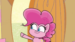 Size: 1920x1080 | Tagged: safe, screencap, pinkie pie, earth pony, pony, squirrel, back to the present, g4.5, my little pony: pony life, animated, burp, cupcake, eating, female, food, mare, sound, stuffed, webm