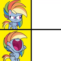 Size: 1300x1300 | Tagged: safe, rainbow dash, pony, g4.5, my little pony: pony life, the best of the worst, female, hooves in air, hotline bling, mare, meme, meme template, nose in the air, rainbow dash is not amused, template, unamused
