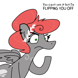 Size: 3000x3000 | Tagged: safe, artist:tjpones, oc, oc only, oc:void, pegasus, pony, commission, female, high res, implied middle finger, mare, simple background, solo, white background