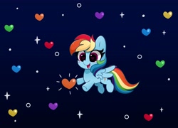 Size: 4096x2952 | Tagged: safe, artist:kittyrosie, rainbow dash, pegasus, pony, g4, cute, dashabetes, gradient background, heart, heart eyes, high res, nyan cat, nyan dash, open mouth, simple background, solo, wingding eyes
