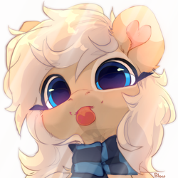 Size: 2000x2000 | Tagged: safe, artist:graypillow, oc, oc only, oc:mirta whoowlms, pegasus, pony, :p, clothes, cute, female, high res, licking, licking the fourth wall, looking at you, mare, ocbetes, scarf, simple background, solo, tongue out, white background