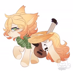 Size: 1920x1920 | Tagged: safe, artist:honkingmother, oc, oc only, pegasus, pony, clothes, guitar, looking at you, musical instrument, scarf, sketch, solo