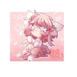 Size: 825x825 | Tagged: safe, artist:honkingmother, oc, oc only, pegasus, pony, bow, chibi, frown, hair bow, plushie, solo, teary eyes, wavy mouth