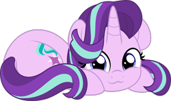 Size: 5000x2965 | Tagged: safe, artist:jhayarr23, starlight glimmer, pony, unicorn, g4, :3, behaving like a cat, closed mouth, commission, cute, female, glimmerbetes, hnnng, looking at you, lying, mare, plump, ponyloaf, prone, simple background, solo, transparent background, vector
