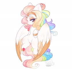Size: 1920x1920 | Tagged: safe, artist:honkingmother, oc, oc only, pegasus, pony, colored wings, colored wingtips, flying, lidded eyes, looking at you, smiling, solo, spread wings, underhoof, wings