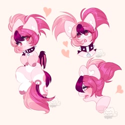 Size: 1920x1920 | Tagged: safe, artist:honkingmother, oc, oc only, earth pony, pony, collar, fangs, heart, open mouth, solo, spiked collar