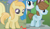 Size: 613x354 | Tagged: safe, artist:supermarioworld64, edit, edited screencap, screencap, chip mint, lightning bolt, noi, orange blossom, prim posy, rain catcher, white lightning, earth pony, pegasus, pony, a friend in deed, call of the cutie, g4, my little pony: friendship is magic, season 1, season 2, chipnoi, colt, comparison, duo, female, filly, male, offscreen character, shipping, shipping domino, smiling, straight