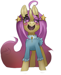 Size: 1366x1677 | Tagged: safe, artist:starlightspark, oc, oc only, oc:razzle dazzle, pony, unicorn, crisis equestria, blouse, blush sticker, blushing, clothes, female, filly, hairclip, horn, makeup, simple background, solo, transparent background, unicorn oc