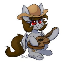 Size: 1333x1333 | Tagged: safe, artist:handgunboi, oc, oc only, pegasus, pony, guitar, hat, musical instrument, simple background, white background