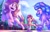 Size: 2950x1900 | Tagged: safe, artist:manny b.garcia, artist:mannybcadavera, izzy moonbow, pipp petals, sunny starscout, earth pony, pegasus, pony, unicorn, g5, adorapipp, bracelet, braid, cloud, cute, female, forest, grin, high res, jewelry, looking back, mare, nature, open mouth, raised hoof, red eyes, red-eyed pipp, running, sky, smiling, spread wings, tree, trio, trio female, uvula, wings