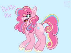 Size: 2048x1536 | Tagged: safe, artist:revenge.cats, pinkie pie, earth pony, pony, g4, chubby, excited, heterochromia, redesign, short, smiling, solo