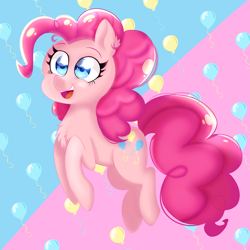 Size: 3000x3000 | Tagged: safe, artist:sweet-shroom, part of a set, pinkie pie, earth pony, pony, g4, chest fluff, cute, cutie mark, diapinkes, ear fluff, high res, pronking, redraw, solo
