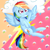 Size: 3000x3000 | Tagged: safe, artist:sweet-shroom, part of a set, rainbow dash, pegasus, pony, g4, cute, cutie mark, dashabetes, ear fluff, flying, high res, redraw, solo, spread wings, wings