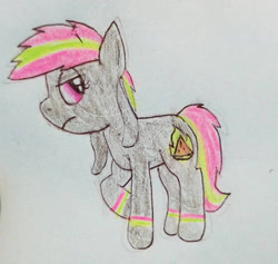 Size: 1440x1367 | Tagged: safe, artist:fruiitypieq, artist:shycookieq, oc, oc only, earth pony, pony, earth pony oc, frown, solo, traditional art