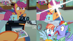 Size: 1280x720 | Tagged: safe, editor:quoterific, bow hothoof, scootaloo, windy whistles, pegasus, pony, g4, parental glideance, female, male, mare, shocked, shocked expression, stallion