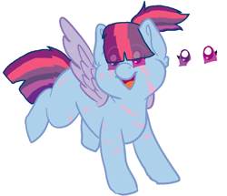 Size: 798x687 | Tagged: safe, artist:admirariadopts, artist:pupinstine, oc, oc only, oc:magical lightning bolt, pegasus, pony, baby, baby pony, base used, blank flank, eye clipping through hair, female, filly, foal, magical lesbian spawn, offspring, parent:rainbow dash, parent:twilight sparkle, parents:twidash, scar, simple background, solo, spread wings, white background, wings