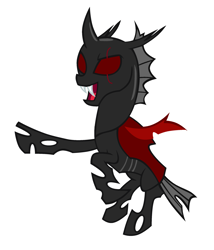 Size: 2174x2538 | Tagged: safe, artist:brightstar40k, oc, oc only, changeling, antagonist, changeling oc, high res, oc villain, red changeling, scar, simple background, solo, white background
