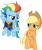 Size: 3000x3553 | Tagged: safe, artist:cloudy glow, applejack, rainbow dash, earth pony, pegasus, pony, g4, the last problem, clothes, female, granny smith's shawl, high res, mare, raised hoof, simple background, transparent background, vector, younger