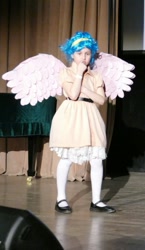 Size: 716x1233 | Tagged: safe, cozy glow, human, g4, clothes, cosplay, costume, irl, irl human, newbronycon, photo, solo, wings