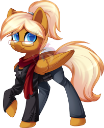 Size: 934x1144 | Tagged: safe, artist:scarlet-spectrum, oc, oc only, oc:coffee creme, pegasus, pony, clothes, female, glasses, mare, not mareota, scarf, simple background, solo, transparent background