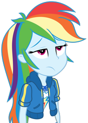 Size: 2128x2975 | Tagged: safe, artist:sketchmcreations, rainbow dash, dashing through the mall, equestria girls, equestria girls series, holidays unwrapped, spoiler:eqg series (season 2), clothes, female, frown, geode of super speed, high res, hoodie, magical geodes, rainbow dash is not amused, simple background, transparent background, unamused, unhappy, vector