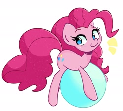Size: 2104x1901 | Tagged: safe, artist:kindakismet, pinkie pie, earth pony, pony, g4, ball, cute, diapinkes, simple background, smiling, solo, white background