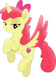 Size: 6614x8994 | Tagged: safe, artist:starcollider, apple bloom, alicorn, pony, g4, absurd resolution, alicornified, bloomicorn, colored wings, colored wingtips, female, lidded eyes, mare, older, older apple bloom, race swap, show accurate, simple background, solo, transparent background, vector