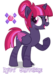 Size: 1920x2657 | Tagged: safe, artist:n0kkun, oc, oc only, oc:ruby sapphire, alicorn, pony, female, mare, simple background, solo, transparent background, two toned wings, wings